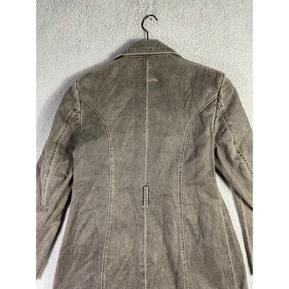 Women's XL‎ Taupe Trench Coat Button Front Lined Long Jacket Utility Style - Picture 7 of 10